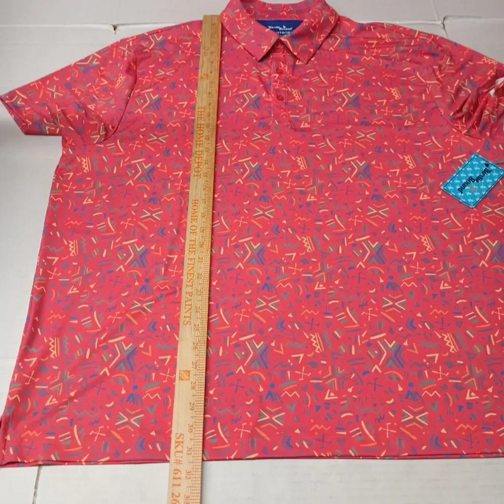 Birdie Bound Golf Polo Shirt‎ Men's 3XL XXXL Coral Easy Care UV Comfort Stretch